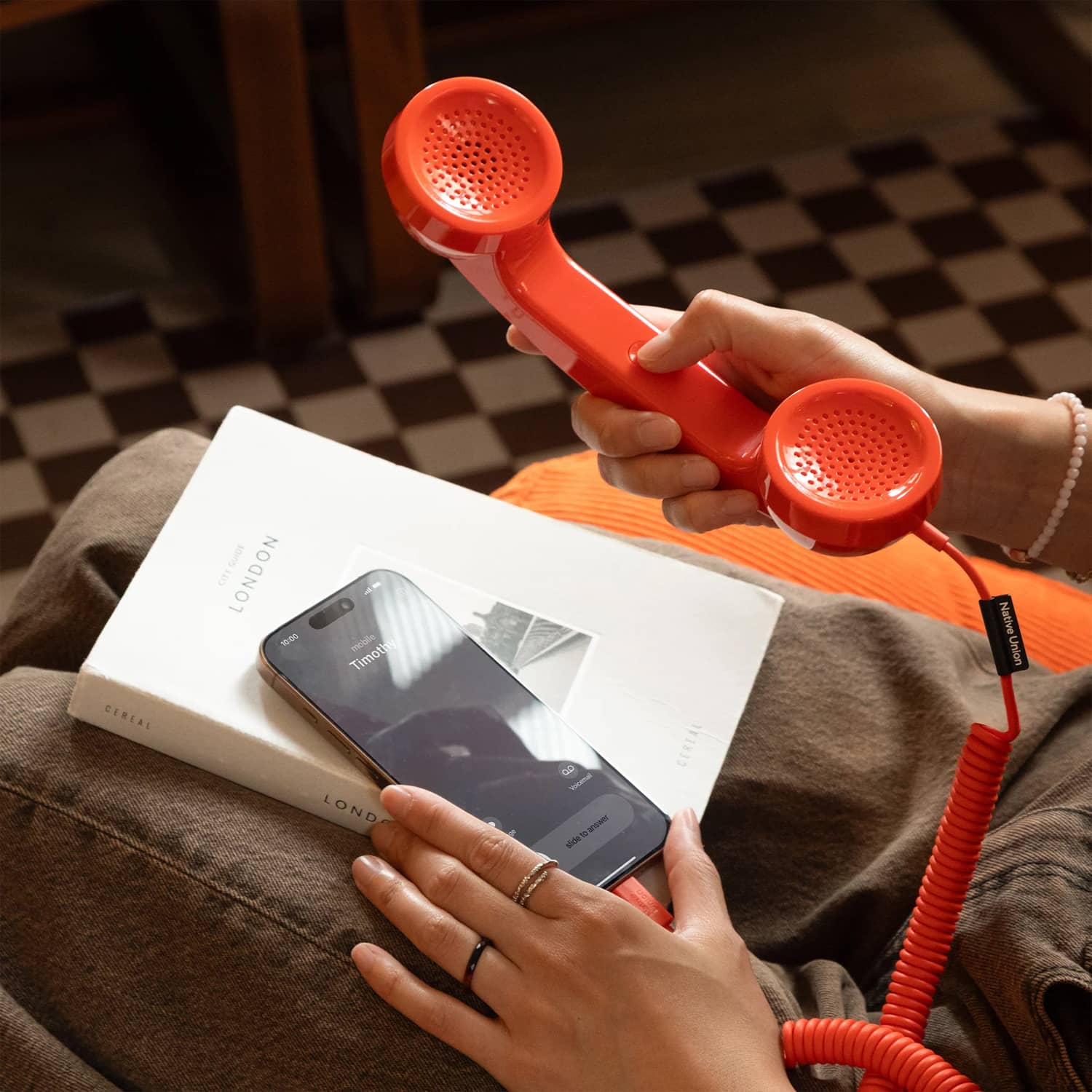 Orange Retro Telephone Handset for iPhone