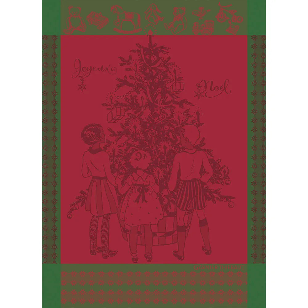 Garnier-Thiebaut Noel d'Enfance Houx Childhood Christmas Kitchen Towel - Thumbnail 2