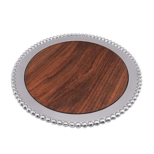 Pearled Round Cheese Board, Dark Wood