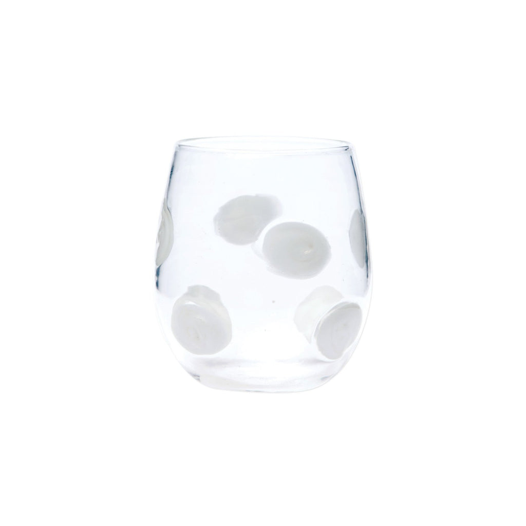Drop Stemless Wine Glass, White