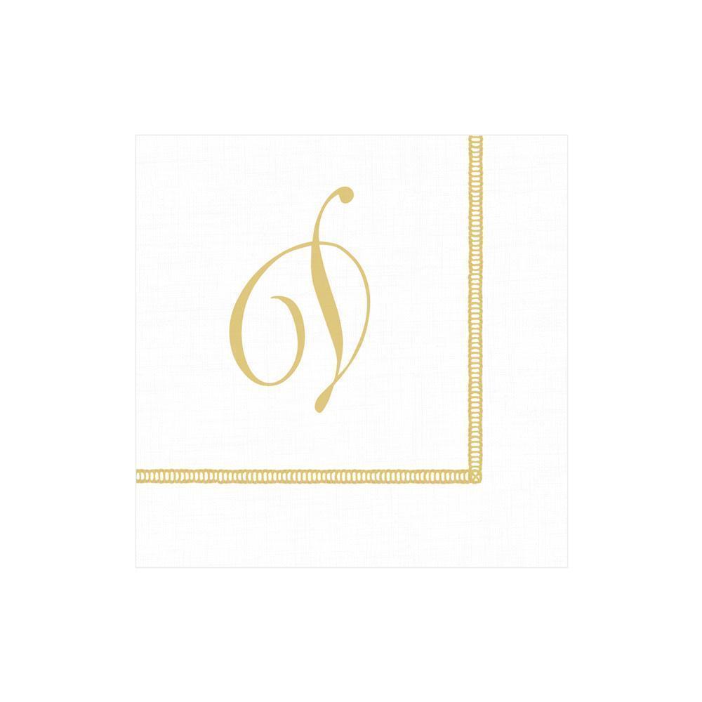 D Hemstitch Script Single Initial Paper Cocktail Napkins - 20 Per Package