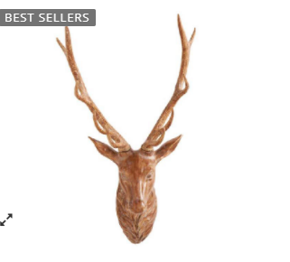 Light Brown Blonde Resin Wall Mount Deer Head 36 Inch