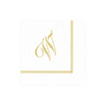 W Hemstitch Script Single Initial Paper Cocktail Napkins - 20 Per Package