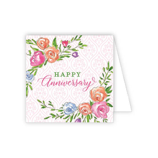 Happy Anniversary Floral Banner Enclosure Card