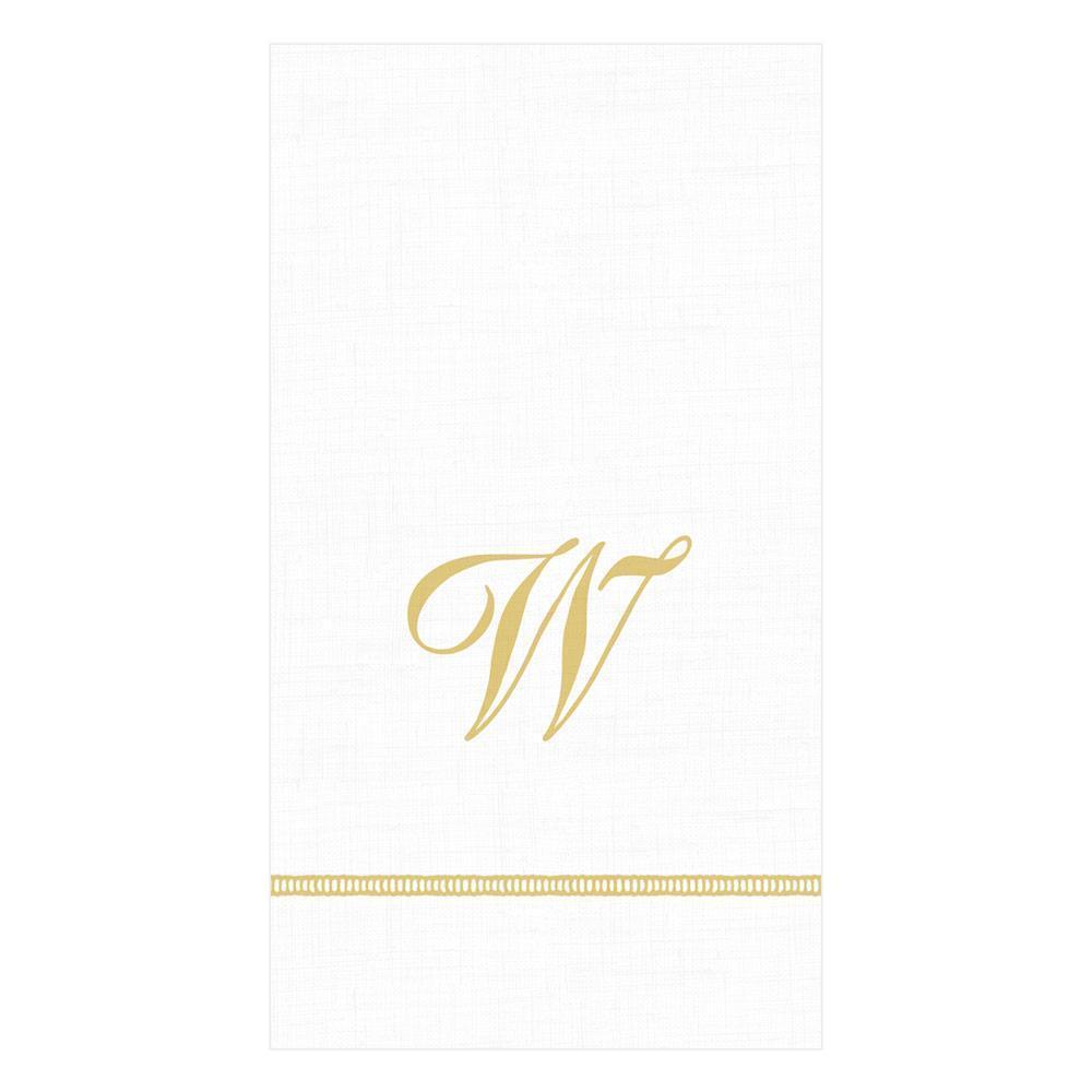 W Hemstitch Script Single Initial Paper Guest Towel Napkins - 15 Per Package