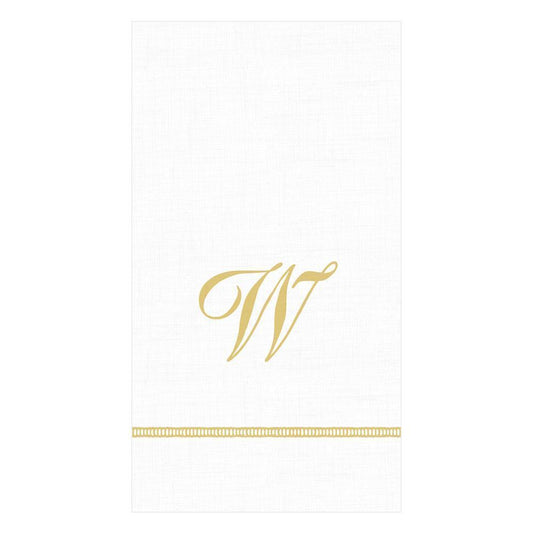 W Hemstitch Script Single Initial Paper Guest Towel Napkins - 15 Per Package