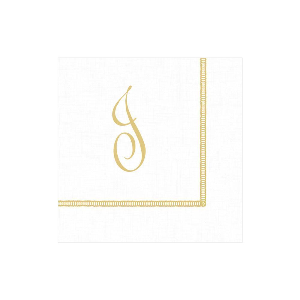 J Hemstitch Script Single Initial Paper Cocktail Napkins - 20 Per Package