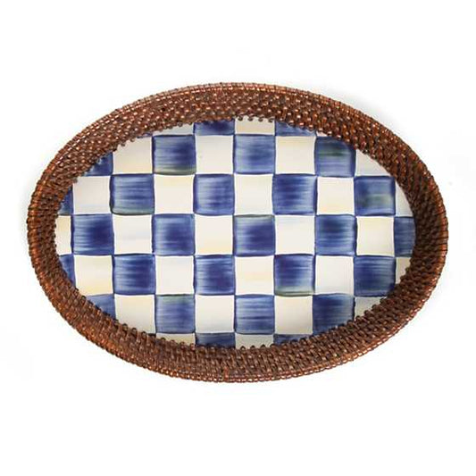 Royal Check Rattan & Enamel Small Serving Tray