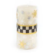 Silver Lining Snowflake Pillar Candle