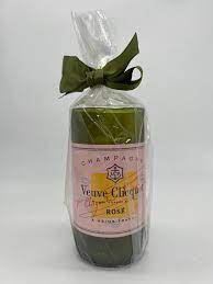 Pink Veuve Tall Green Glass Candle