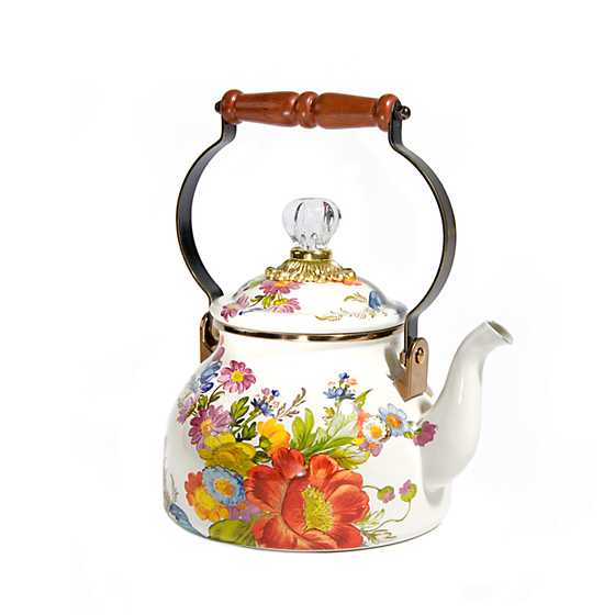 White Flower Market 2 Quart Tea Kettle