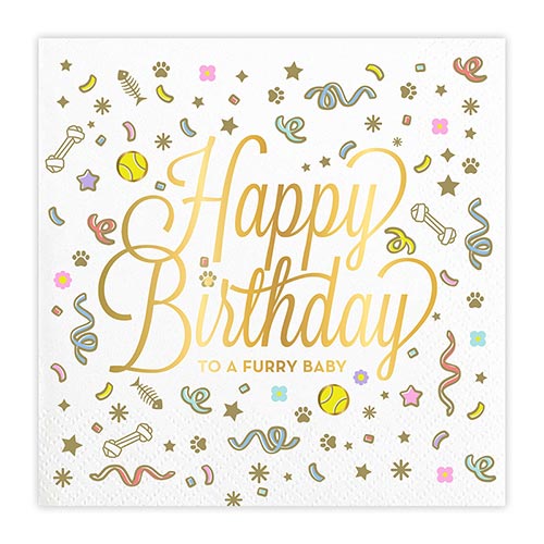 Foil Napkins - HBD Furry Baby