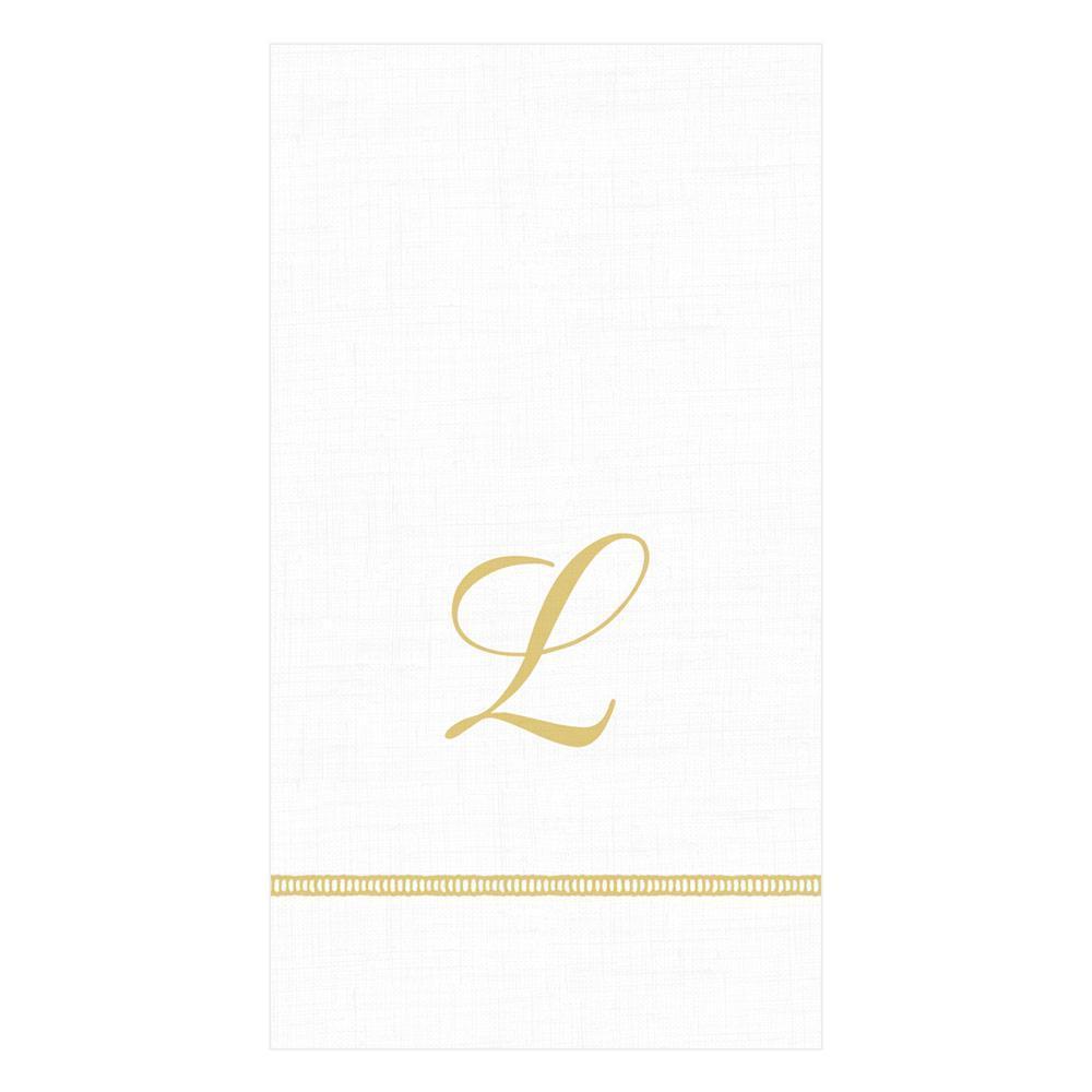 L Hemstitch Script Single Initial Paper Guest Towel Napkins - 15 Per Package