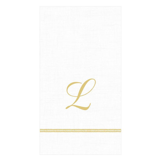 L Hemstitch Script Single Initial Paper Guest Towel Napkins - 15 Per Package