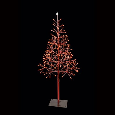 3.5' Shimmering Tree 240L Red Tape, Star Topper