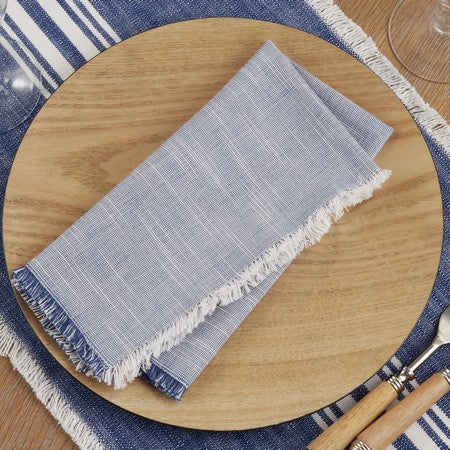 Two-Tone Fringe Napkin - Blue