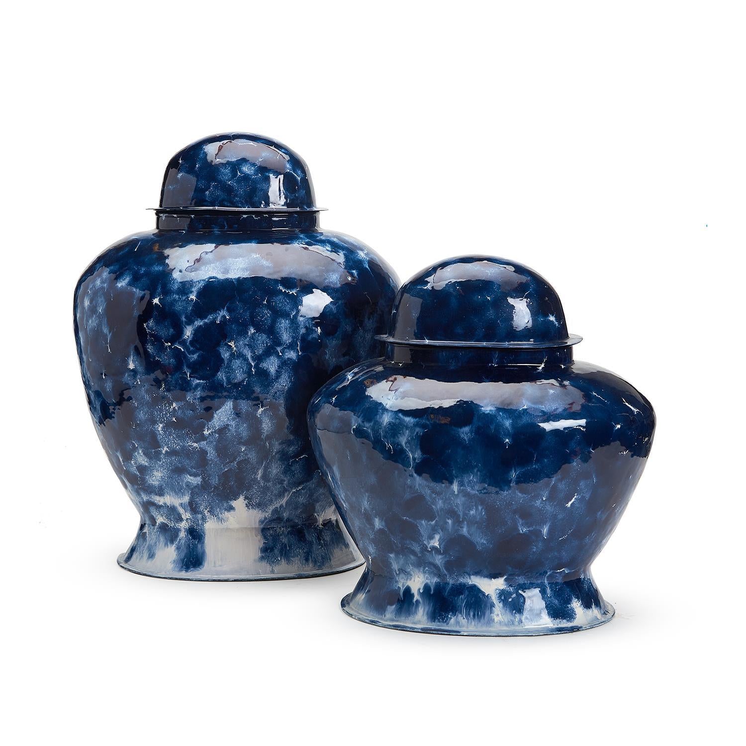 Large Midnight Sky Covered Jar - Iron/Enamel