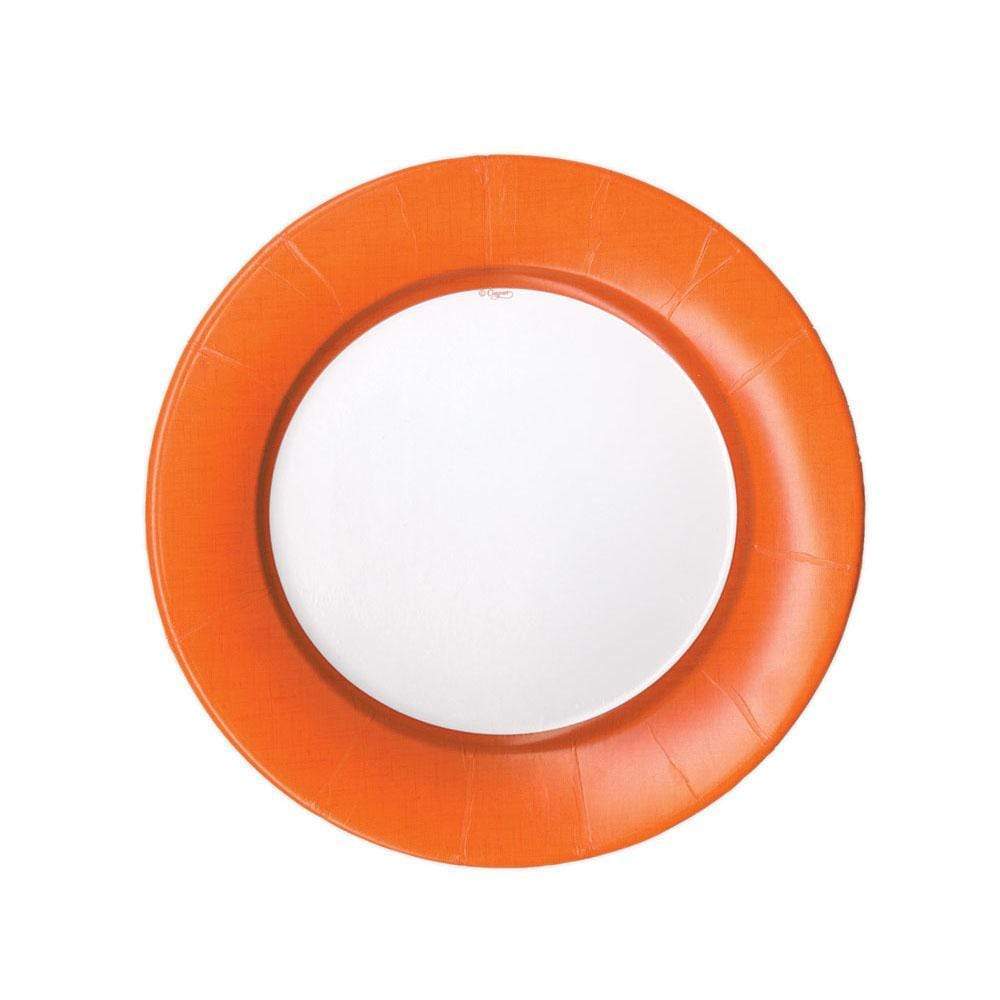 Linen Border Paper Salad & Dessert Plates in Deep Orange - 8 Per Package