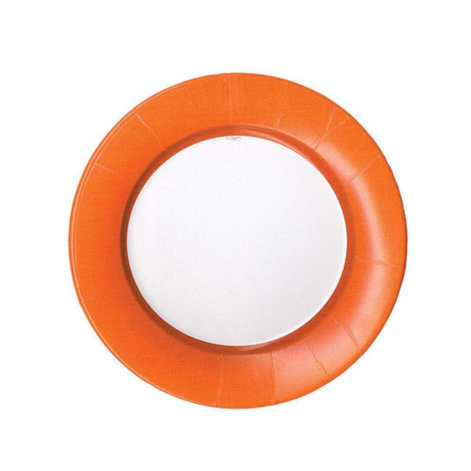 Linen Border Paper Salad & Dessert Plates in Deep Orange - 8 Per Package
