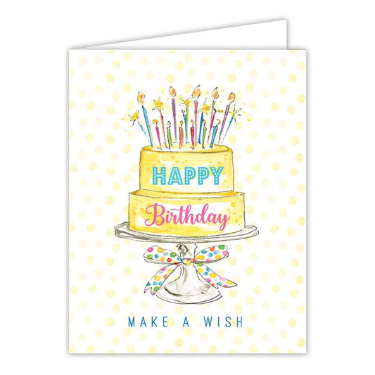 Happy Birthday Make A Wish Yellow Cake Candles Greeting Card