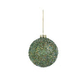 Beaded Glass Ball Ornament - Green - Medium