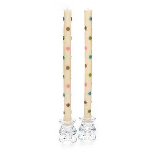 Multi Dots Pastel Dinner Candles, Set of 2