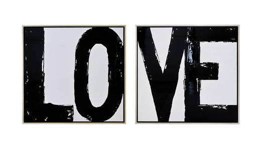 Hand Painted Love Frame, Black 95x47, Set 2