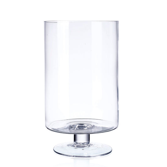 Clear Glass Hurricane w/ Pedestal