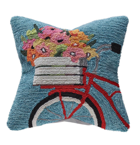 Bike Ride Indoor/Outdoor Pillow Blue