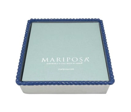 Beaded Blue Napkin Box with Insert