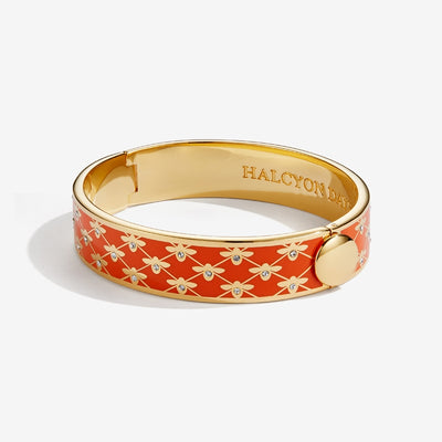 Bee Sparkle Trellis Orange Gold Hinged Bangle