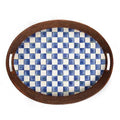 Royal Check Rattan & Enamel Party Serving Tray