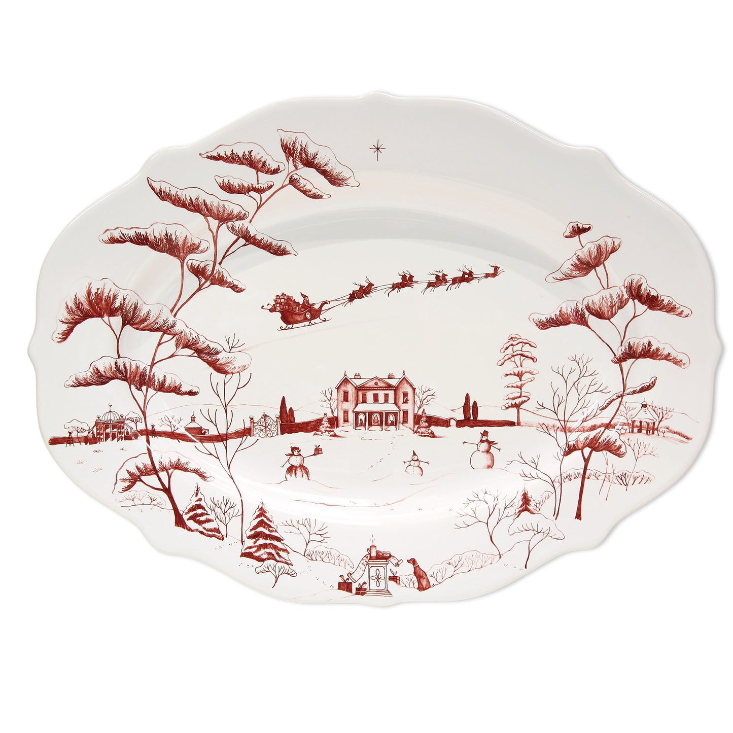 Country Estate Winter Frolic Ruby Serving Platter Christmas Eve