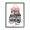 Fashion Bookstack Purse Perfume Pink Glam Design Framed