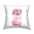 Pink Peonies in Pink Fashion Fragrance Bottle Throw Pillow