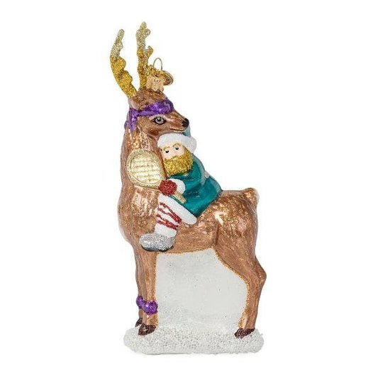 Country Estate Reindeer Games Vixen Glass Ornament