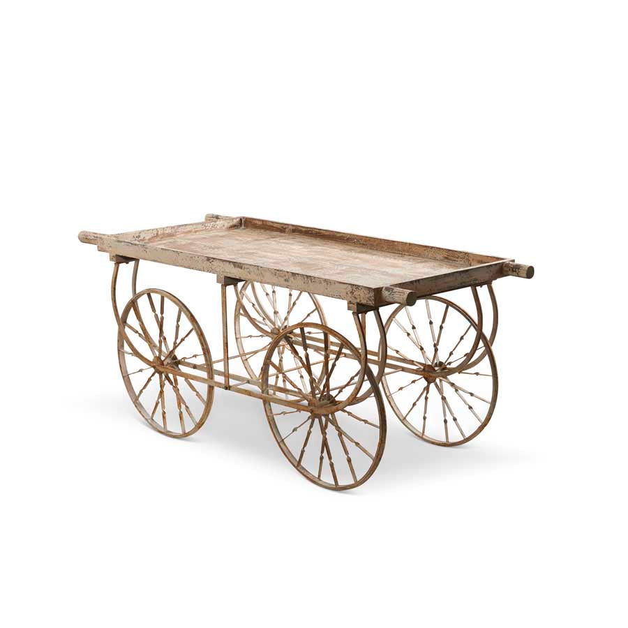 Whitewashed Metal Flower Cart 74 Inch