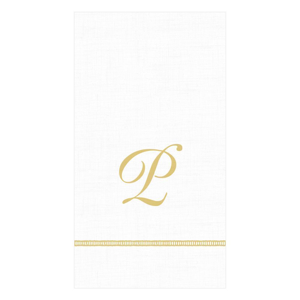 P Hemstitch Script Single Initial Paper Guest Towel Napkins - 15 Per Package