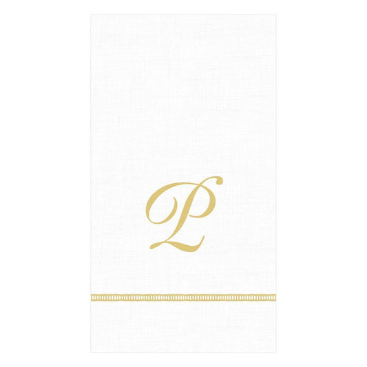 P Hemstitch Script Single Initial Paper Guest Towel Napkins - 15 Per Package