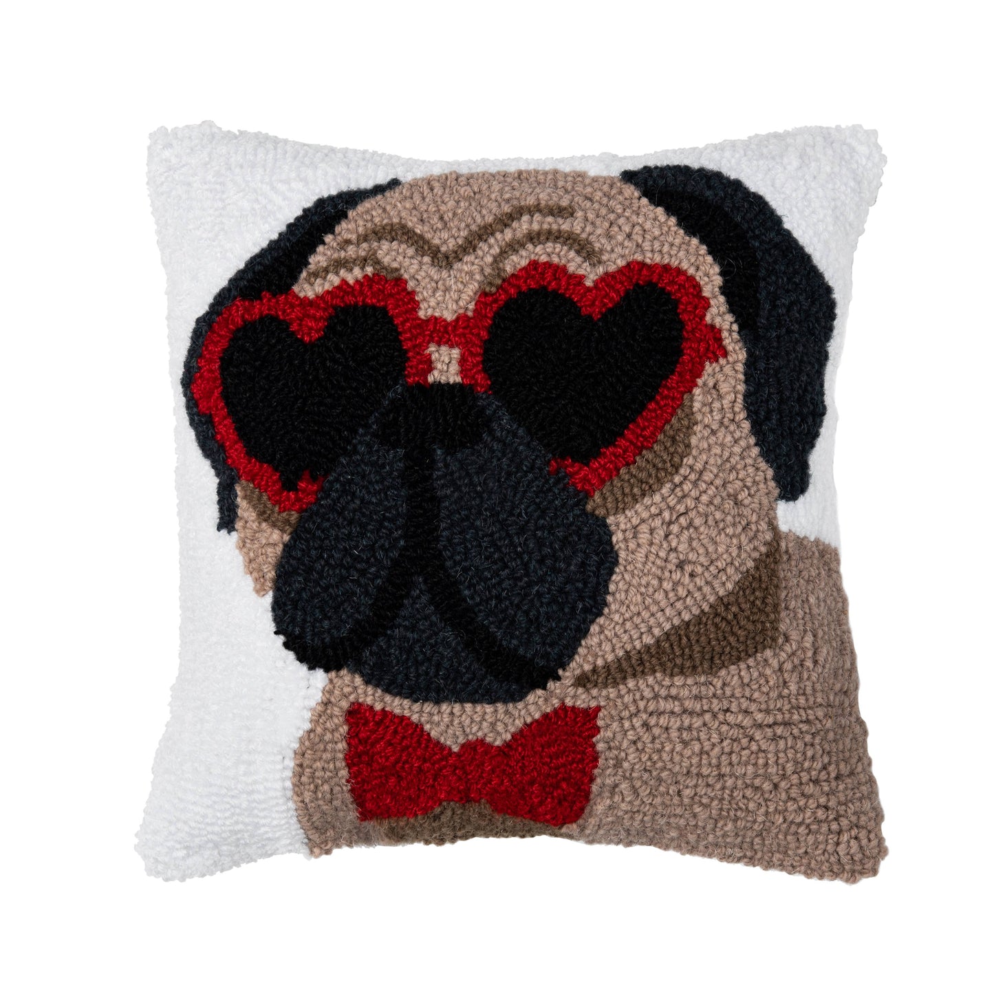 Pugs & Kisses Hooked Pillow