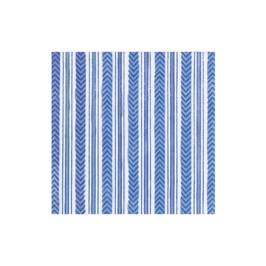 Carmen Stripe Paper Cocktail Napkins in Blue - 20 Per Package