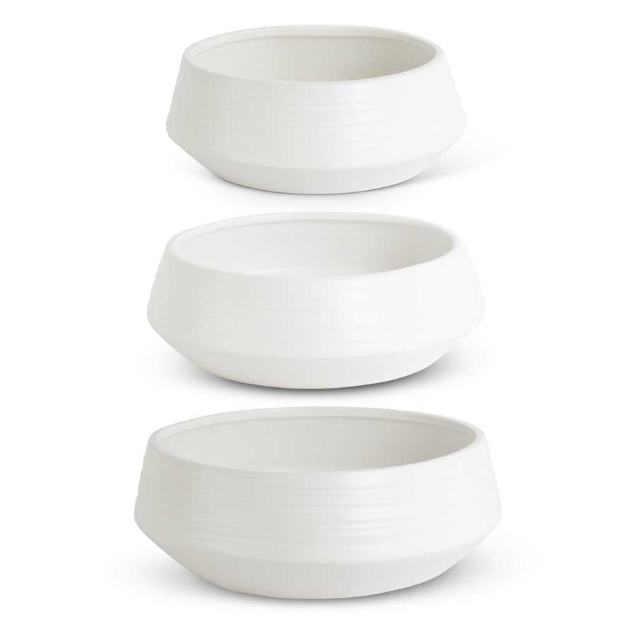 Matte White Stoneware Saucer Planter Sm