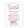 Lets Celebrate Cake with Topper Banner Pink Greeting Card