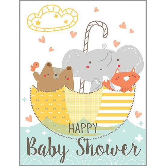 Baby card - Animals in Umbrella