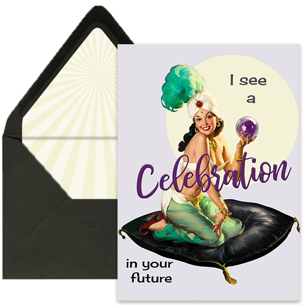 Genie Pinup Celebration Greeting Card