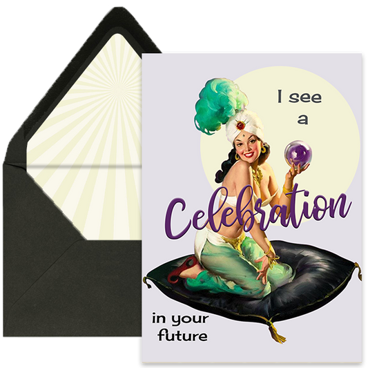 Genie Pinup Celebration Greeting Card