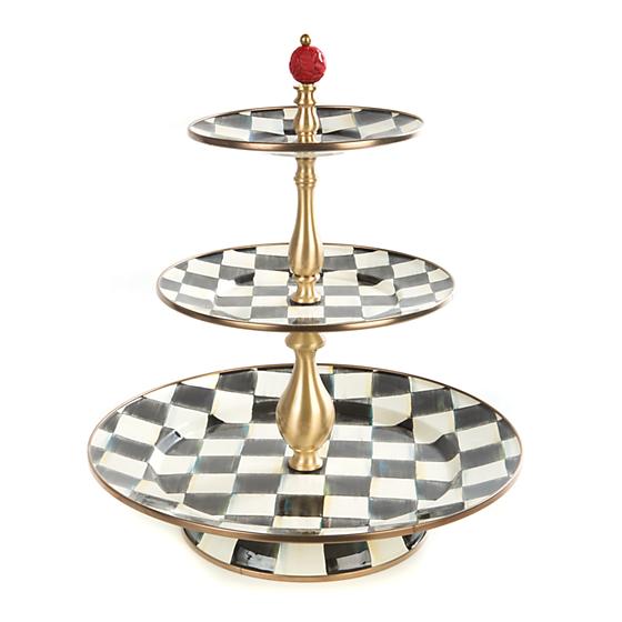 Courtly Check Enamel 3 Tier Sweet Stand