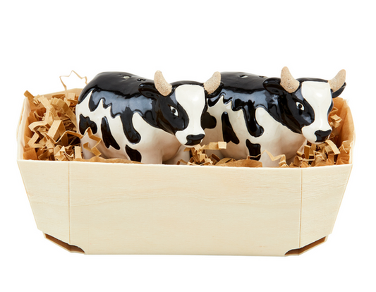 Farm Cow Salt & Pepper Basket