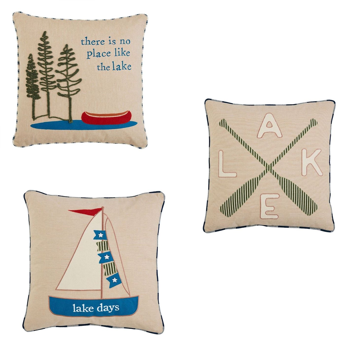 Lake Days Applique Pillow