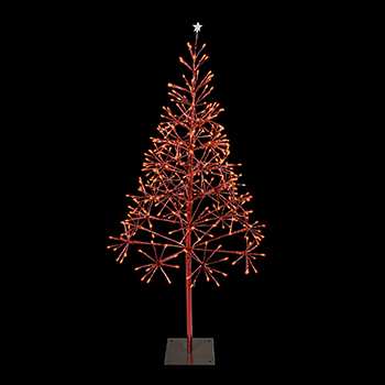 4.5' Shimmering Tree 380L Red Tape, Star Topper